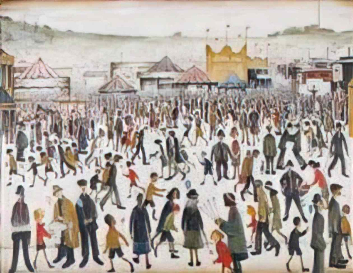 L S Lowry group of figures2 Art A4 Photo Print