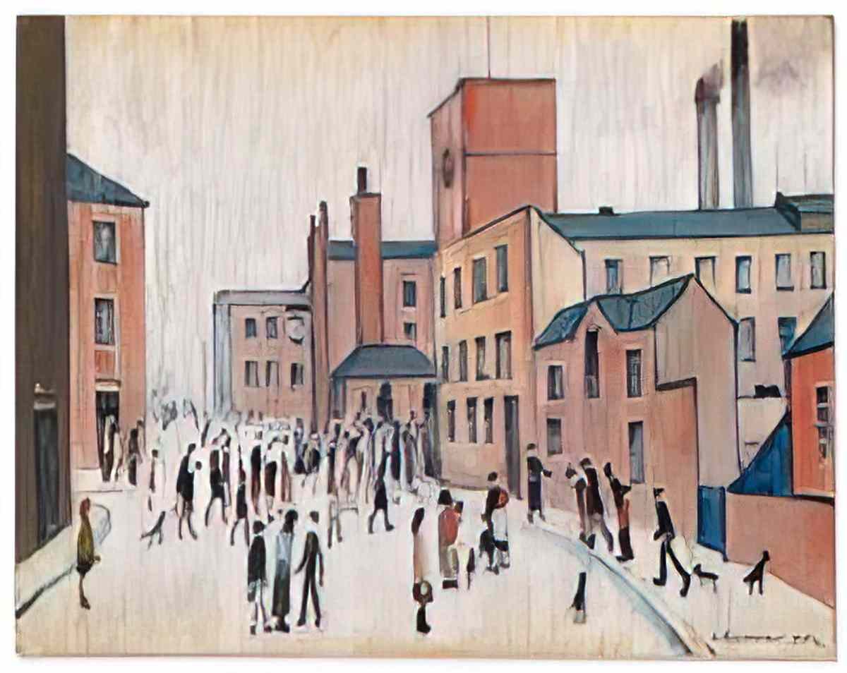 L S Lowry group of people with the artist Art A4 Photo Print