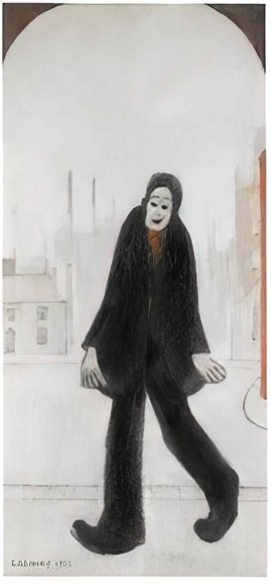 L S Lowry in a park Art A4 Photo Print
