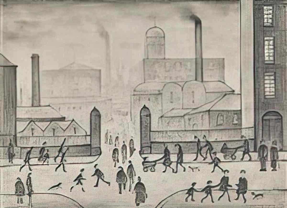 L S Lowry industrial scene Art A4 Photo Print