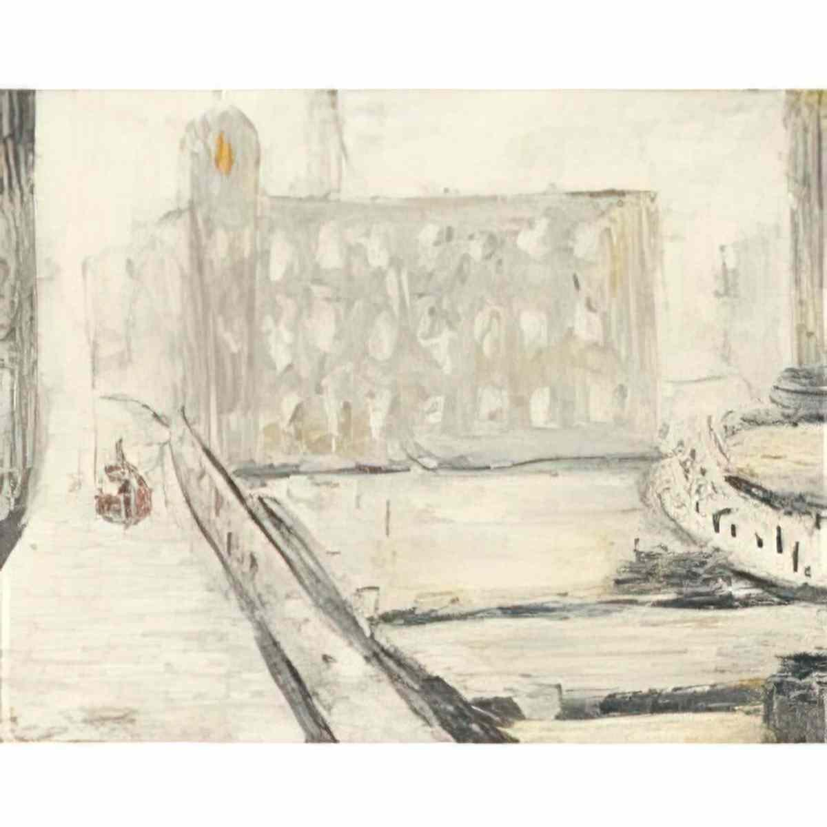L S Lowry industrial scene with figures 2 Art A4 Photo Print