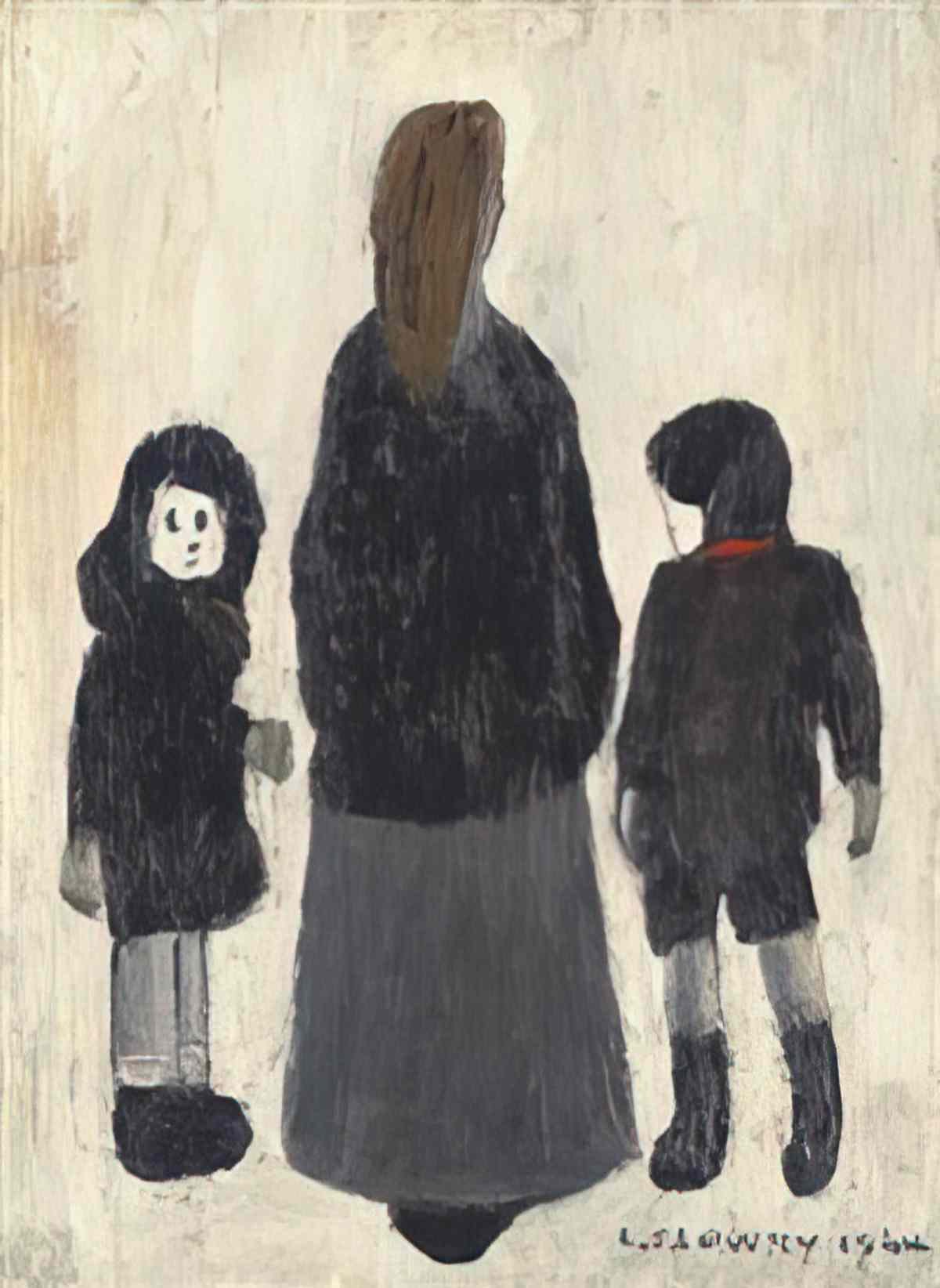 L S Lowry ladies partying sketch Art A4 Photo Print