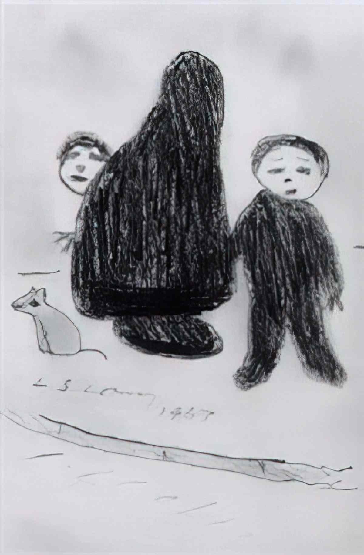 L S Lowry lady explaining Art A4 Photo Print