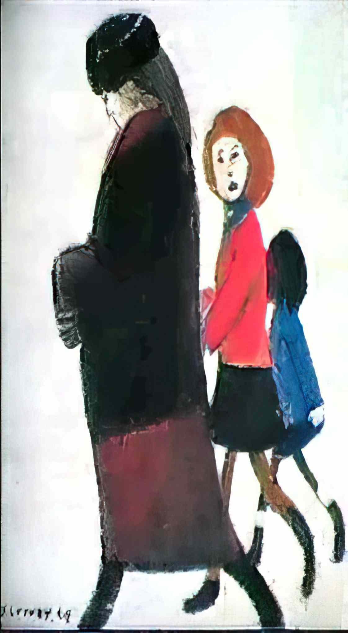 L S Lowry lady in trouble Art A4 Photo Print