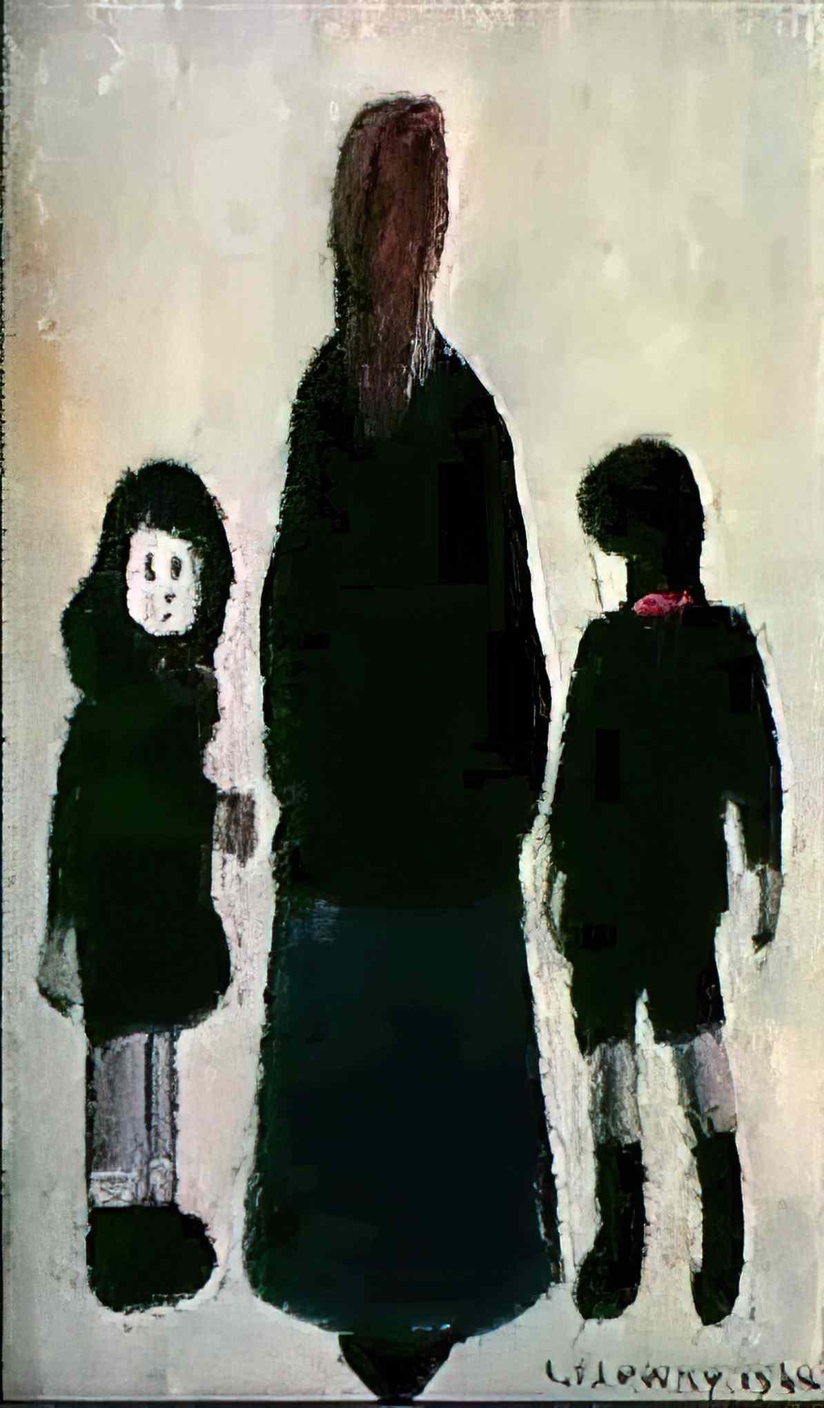 L S Lowry lady standing Art A4 Photo Print