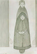 L S Lowry lady walking a dog Art A4 Photo Print