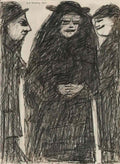 L S Lowry lady with a dog and a half Art A4 Photo Print