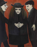 L S Lowry lady with a dog and a half1 Art A4 Photo Print