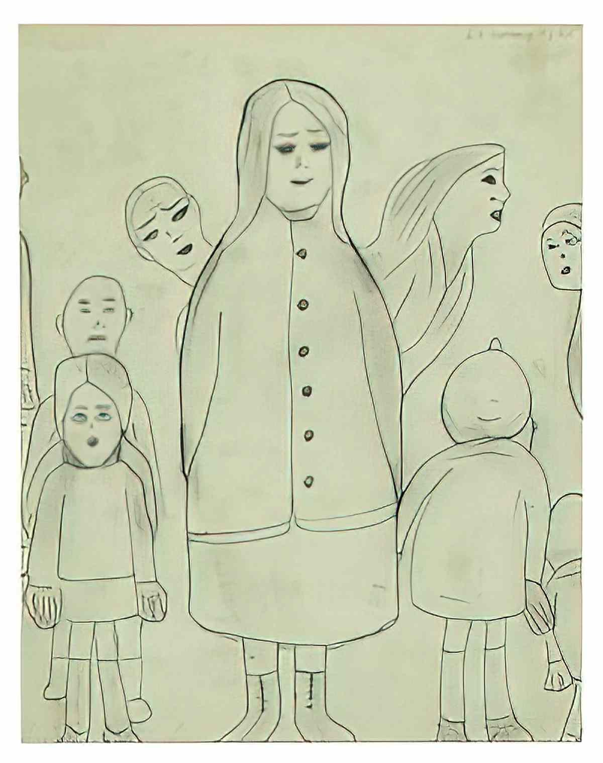 L S Lowry lady with a handbag Art A4 Photo Print