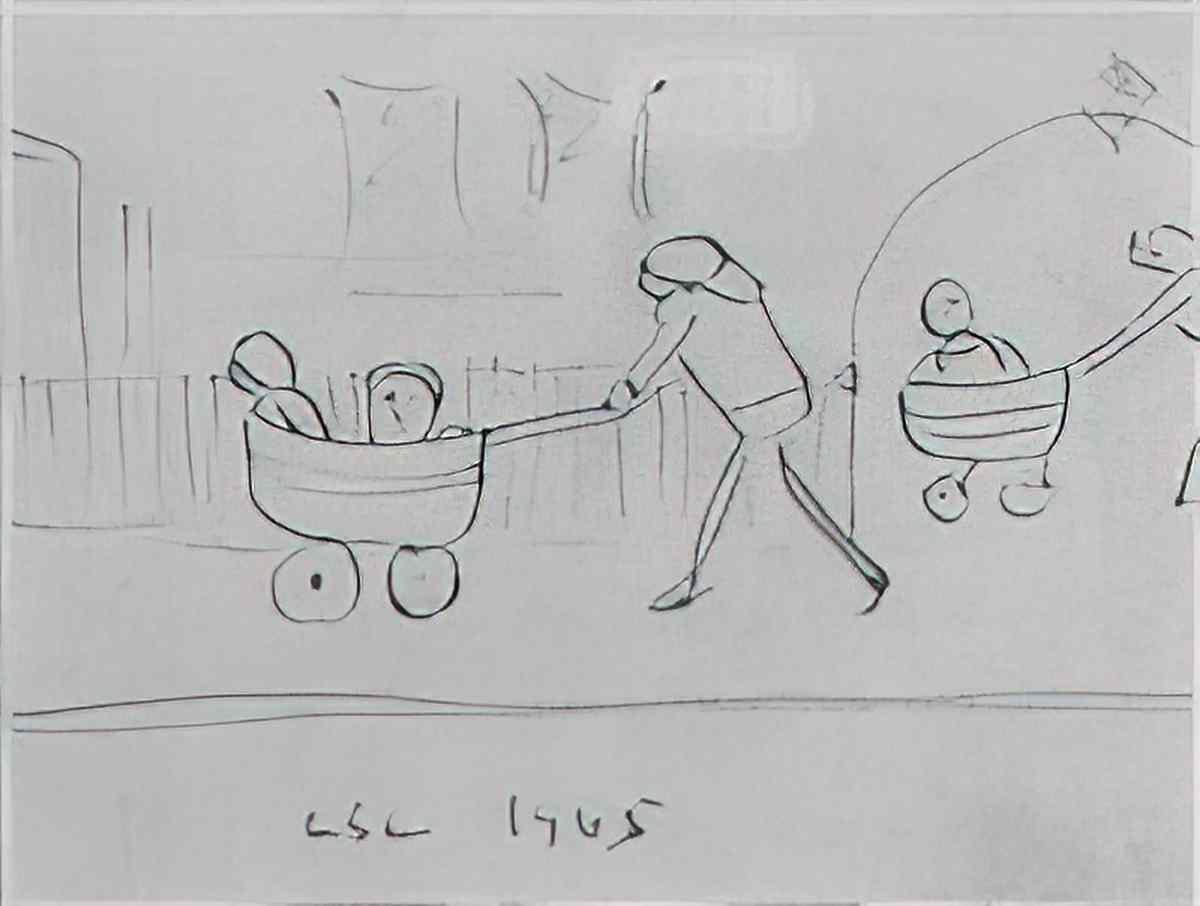 L S Lowry lady with hat and bag Art A4 Photo Print
