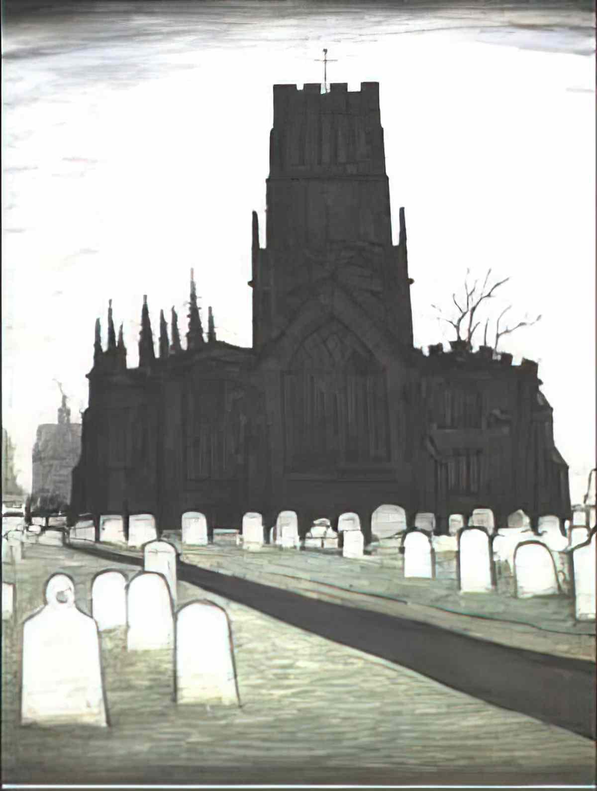 L S Lowry landscape with figures workington Art A4 Photo Print