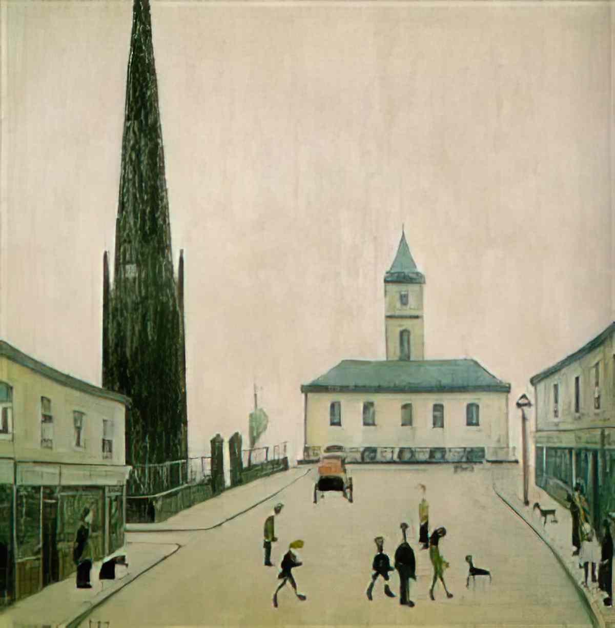 L S Lowry looking at the tele Art A4 Photo Print