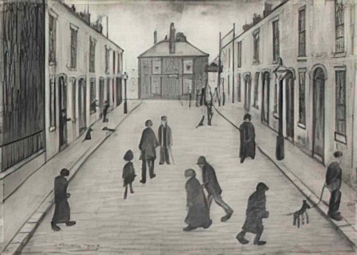 L S Lowry lovers meeting Art A4 Photo Print