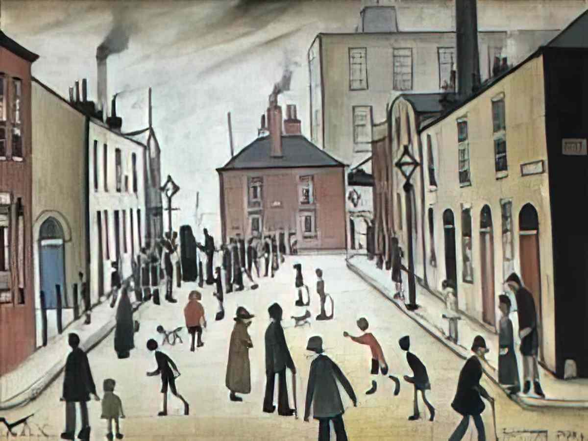 L S Lowry man drinking water Art A4 Photo Print