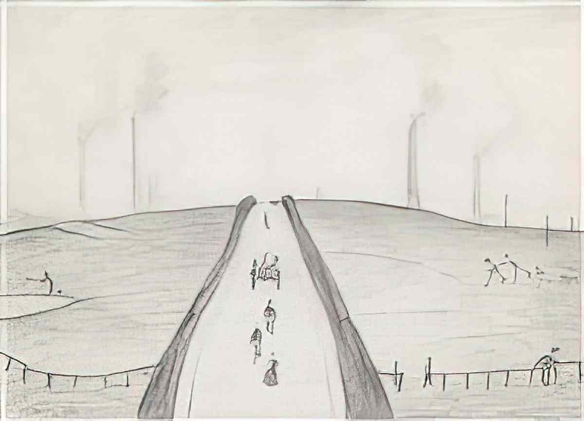 L S Lowry man looking out to sea Art A4 Photo Print