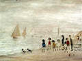 L S Lowry man walking with a stick beside railings Art A4 Photo Print