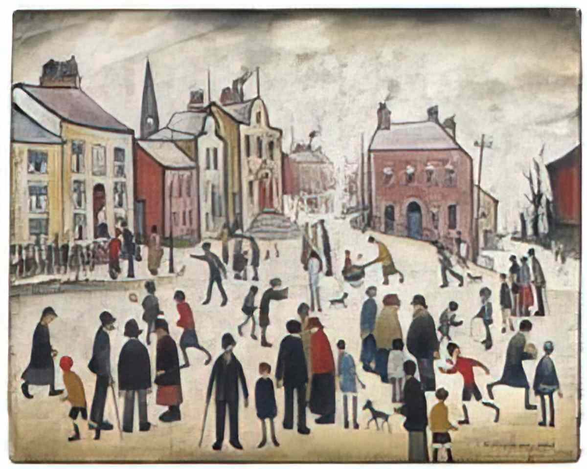 L S Lowry man with a dog Art A4 Photo Print