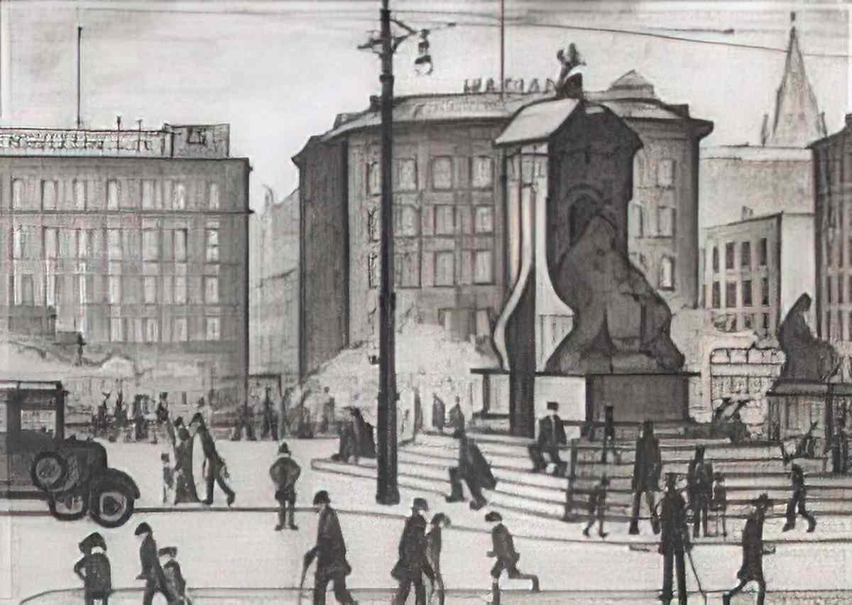 L S Lowry manchester library Art A4 Photo Print