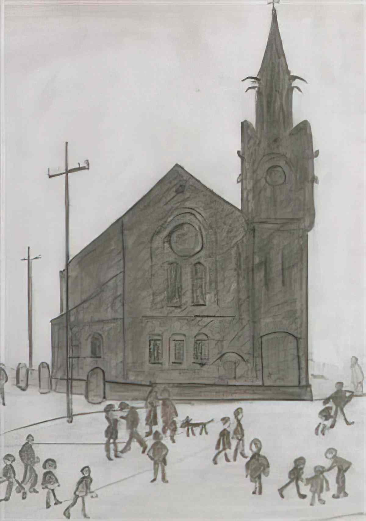L S Lowry mother and children with dog1 Art A4 Photo Print