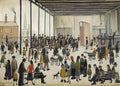L S Lowry mother with children facing front and back Art A4 Photo Print