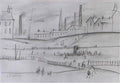 L S Lowry mount with figures Art A4 Photo Print