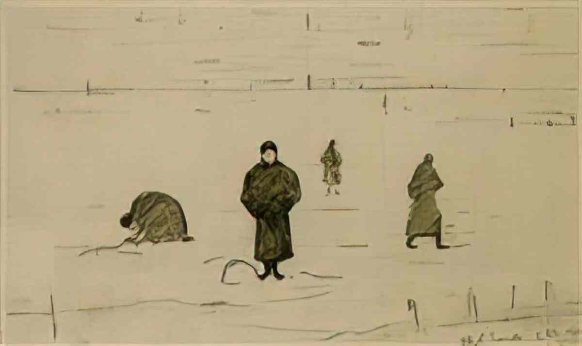 L S Lowry northern race meeting 1950 Art A4 Photo Print