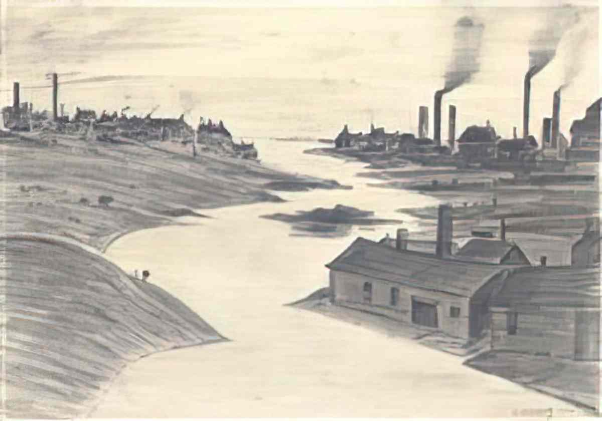 L S Lowry northern street scene Art A4 Photo Print