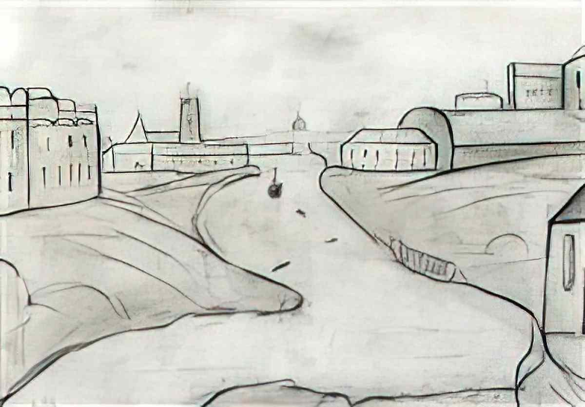 L S Lowry northern street scene1 Art A4 Photo Print