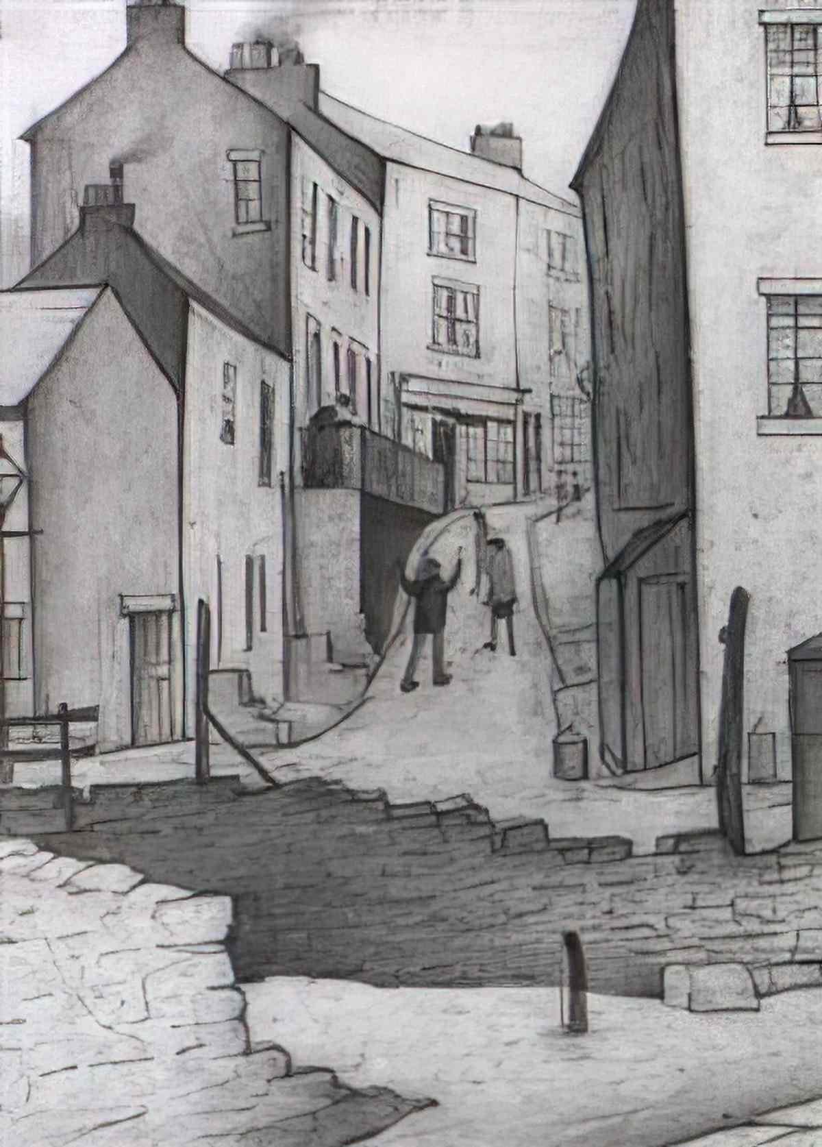 L S Lowry old houses wick Art A4 Photo Print