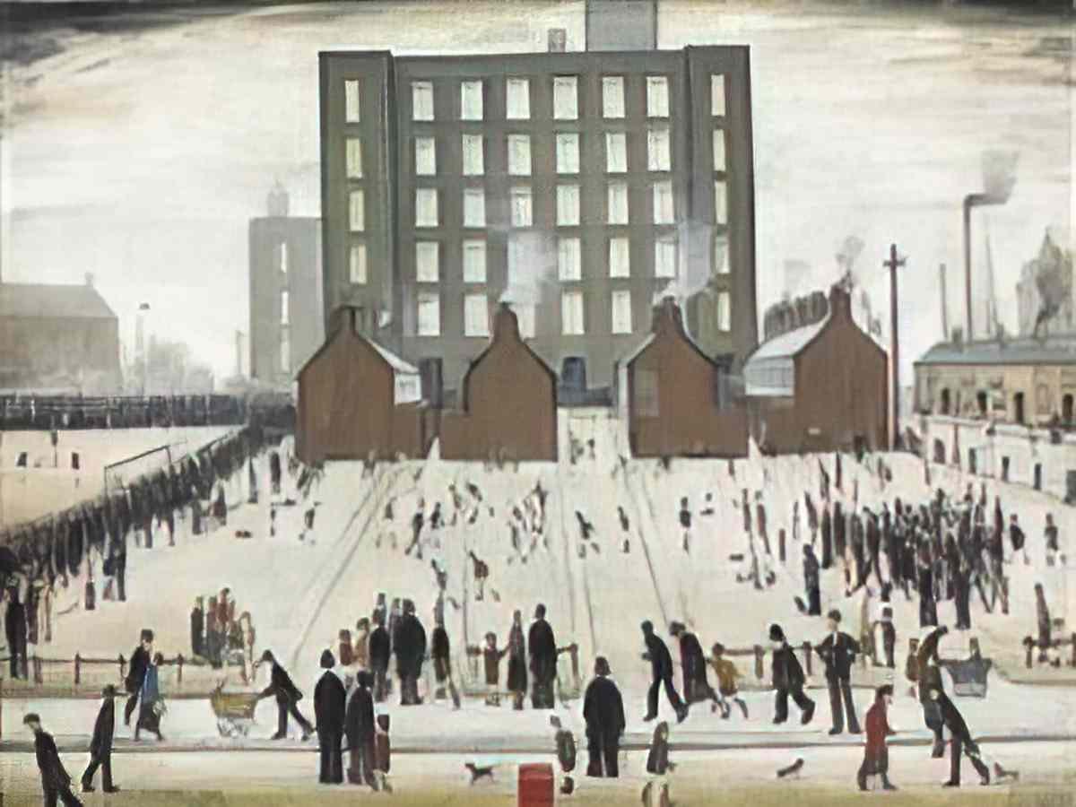 L S Lowry old salford street scene 1922 Art A4 Photo Print