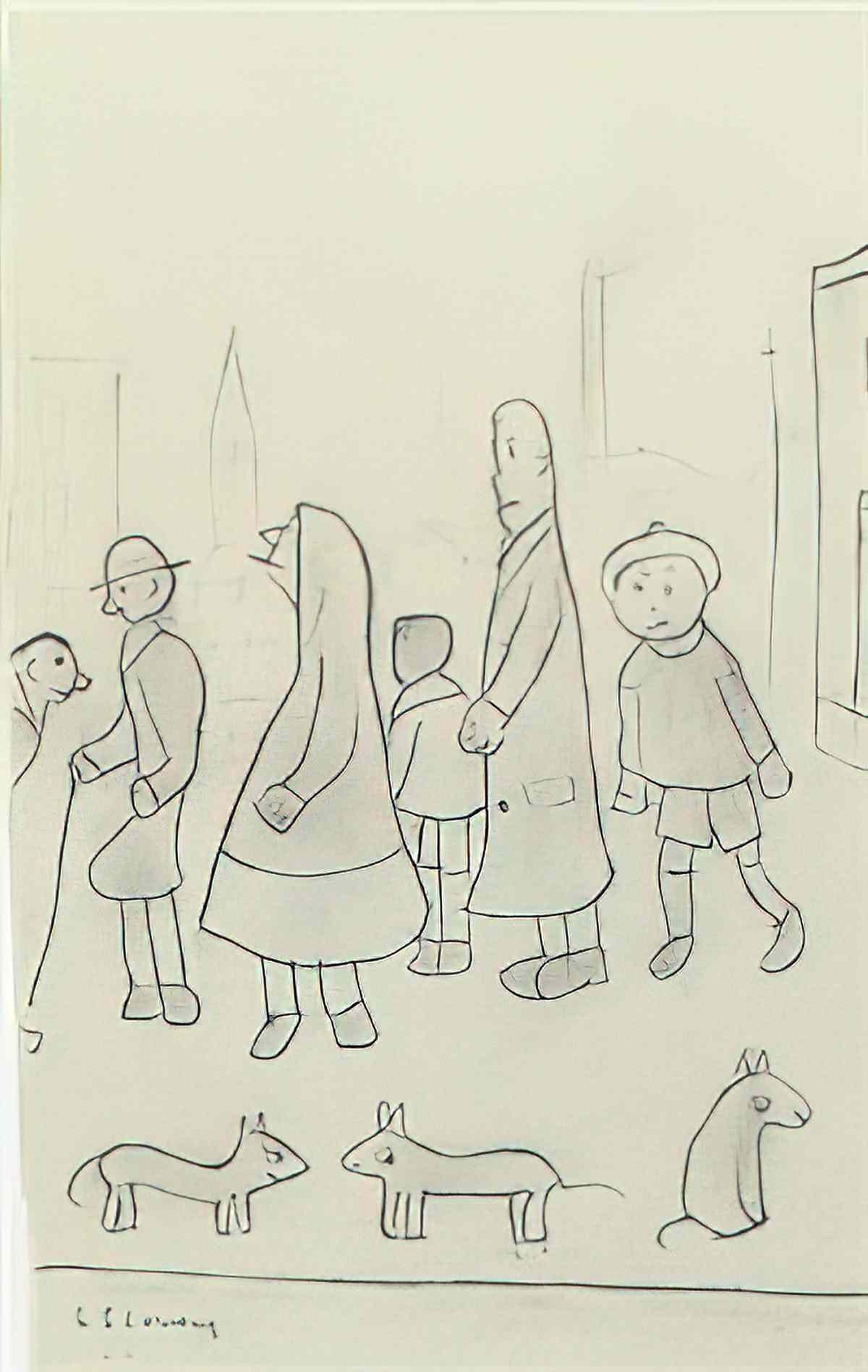L S Lowry old steps Art A4 Photo Print
