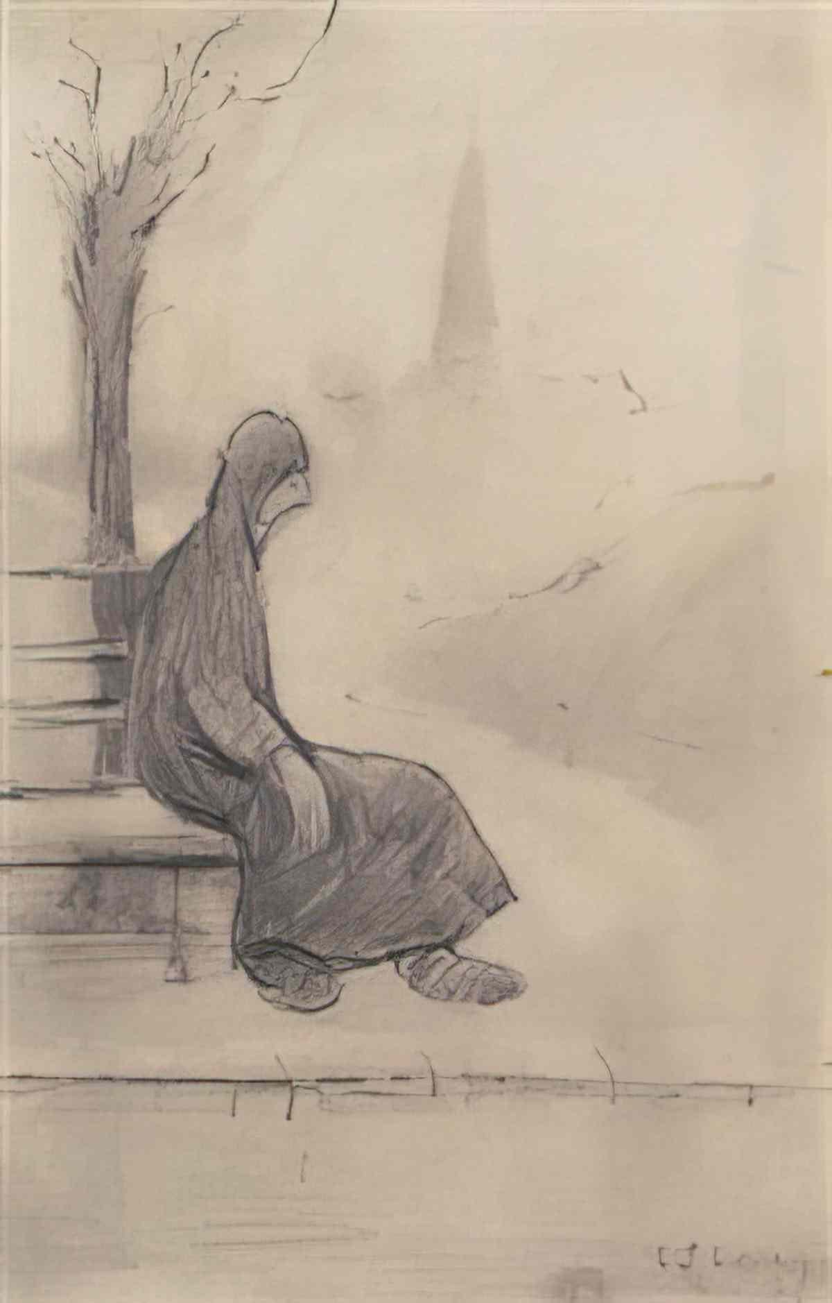 L S Lowry out for a walk Art A4 Photo Print