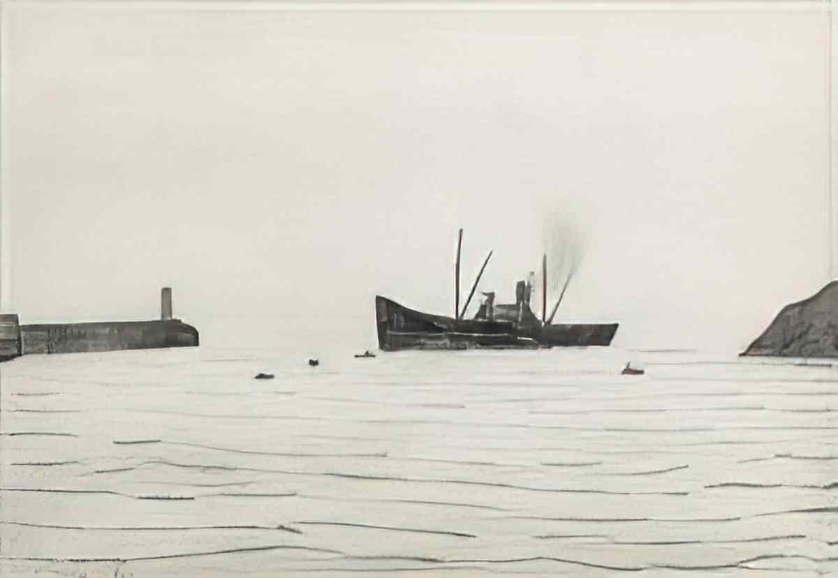 L S Lowry park scene Art A4 Photo Print