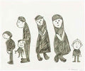 L S Lowry people and animals Art A4 Photo Print