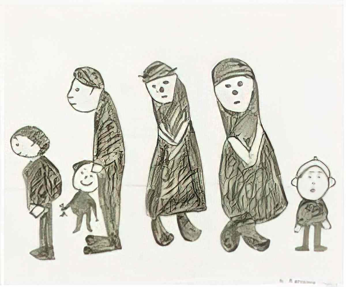 L S Lowry people and animals Art A4 Photo Print