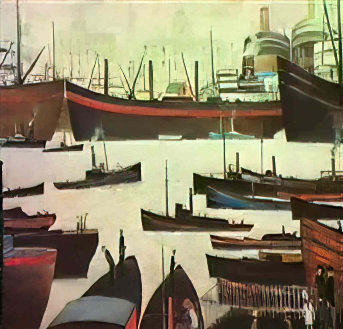 L S Lowry people in a street Art A4 Photo Print