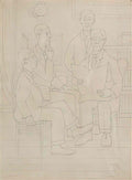 L S Lowry people on the steps Art A4 Photo Print