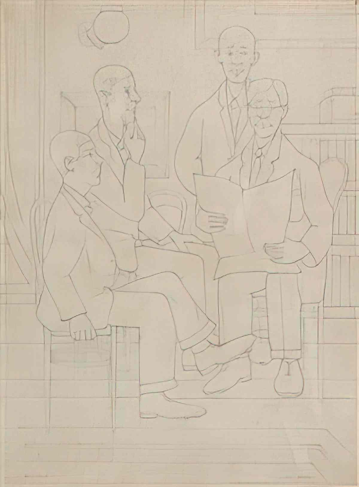 L S Lowry people on the steps Art A4 Photo Print