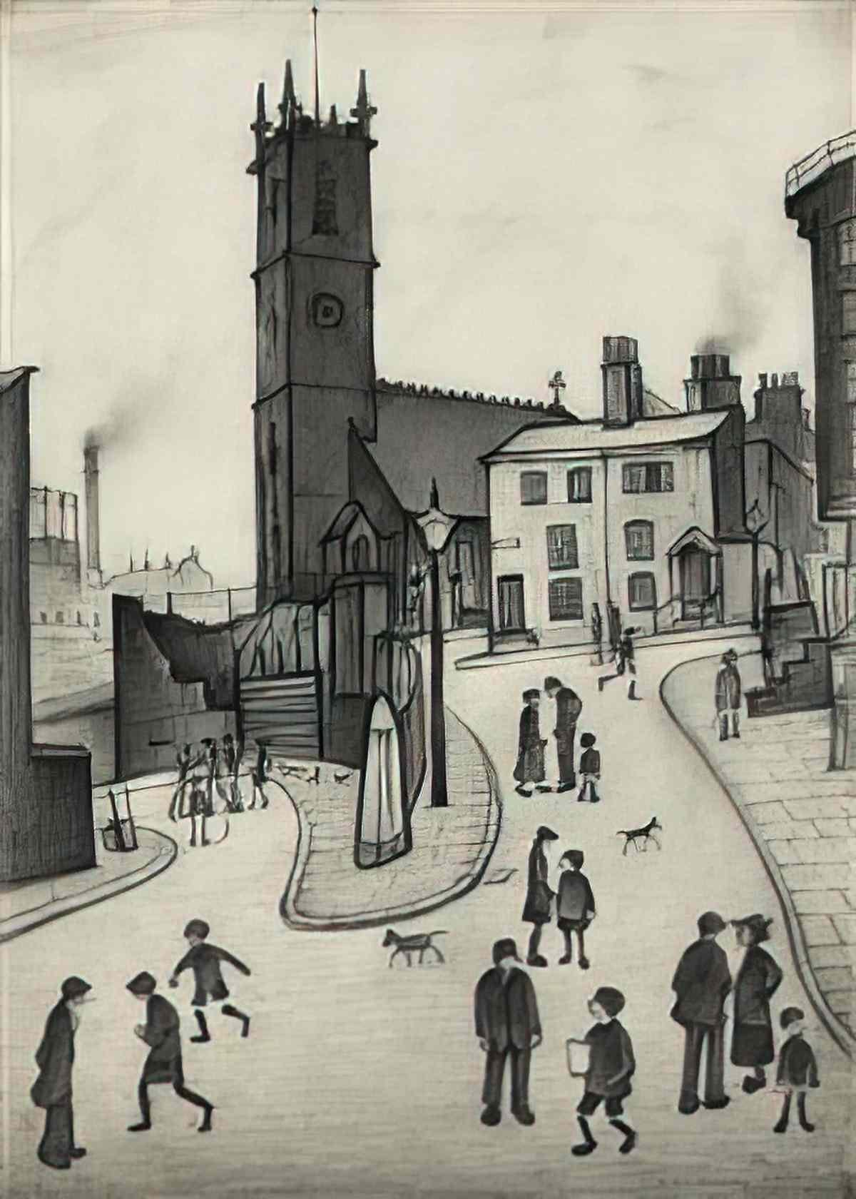 L S Lowry piccadilly gardens 1954 Art A4 Photo Print