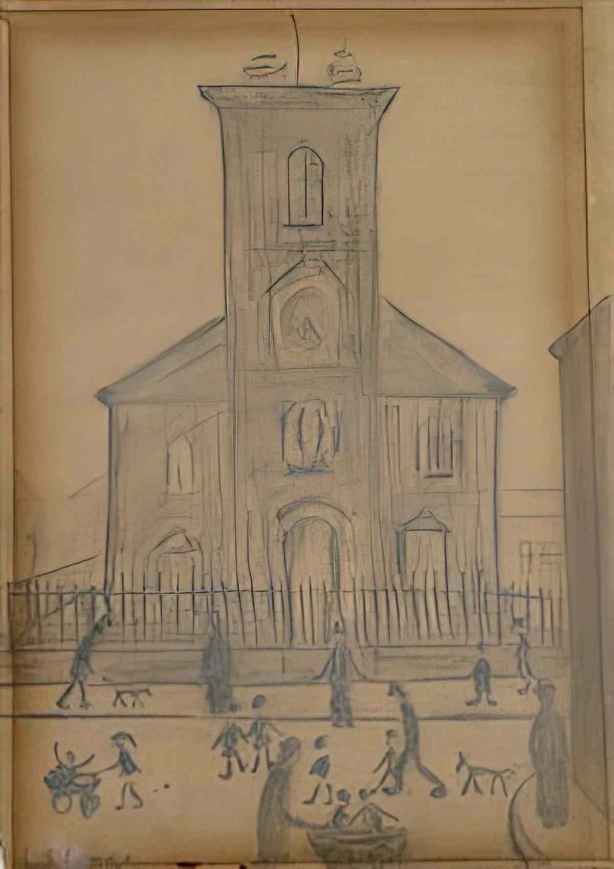 L S Lowry political meeting ashton under lyne Art A4 Photo Print