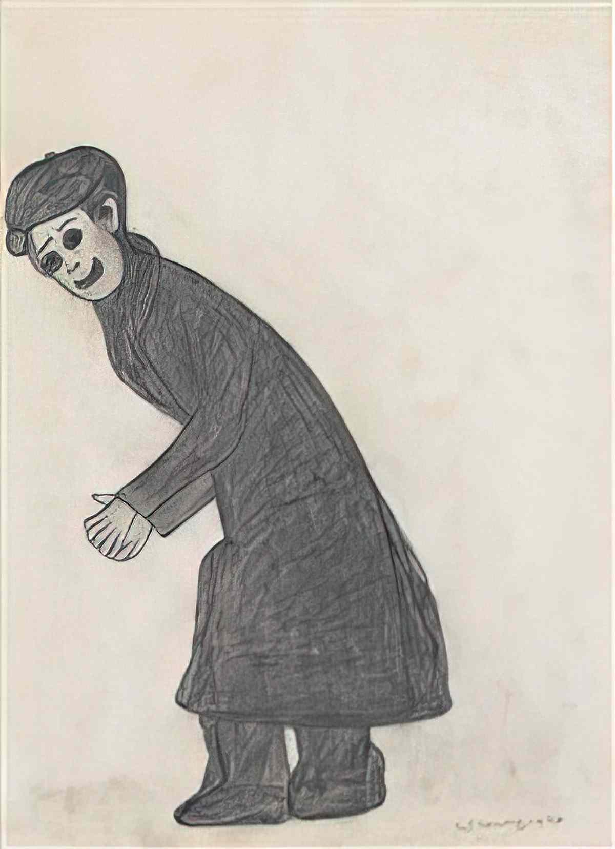 L S Lowry pooh bear Art A4 Photo Print