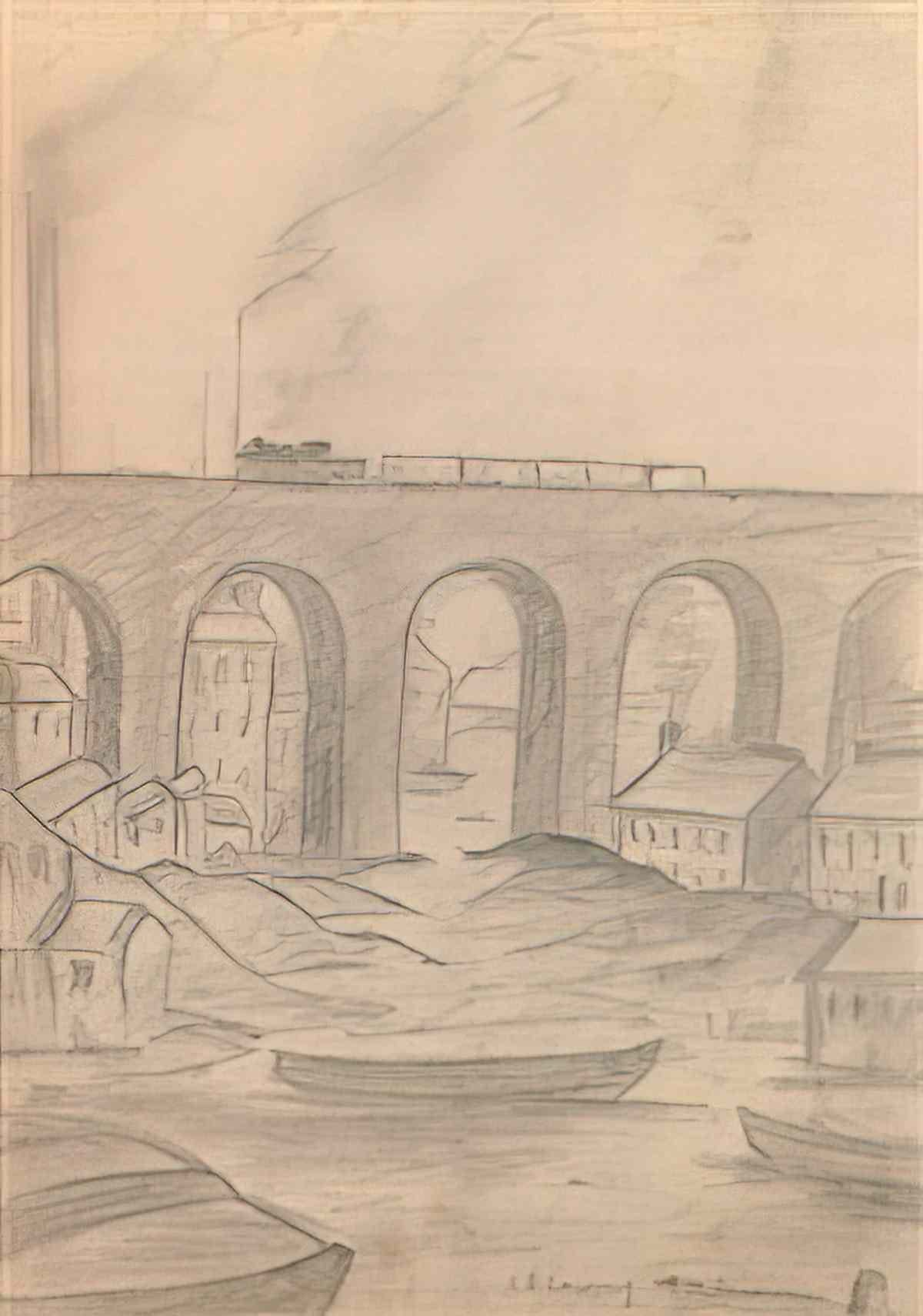 L S Lowry stockport viaduct1 Art A4 Photo Print