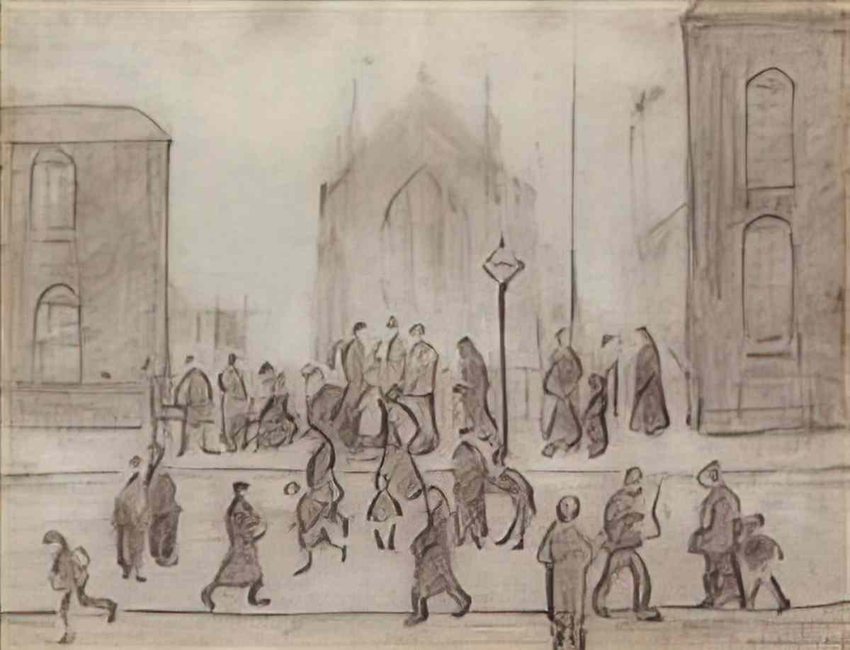 L S Lowry road with carriage Art A4 Photo Print