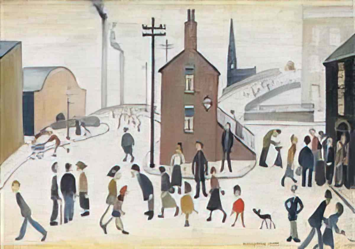 L S Lowry seascape with figures Art A4 Photo Print