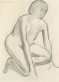 L S Lowry seated woman Art A4 Photo Print