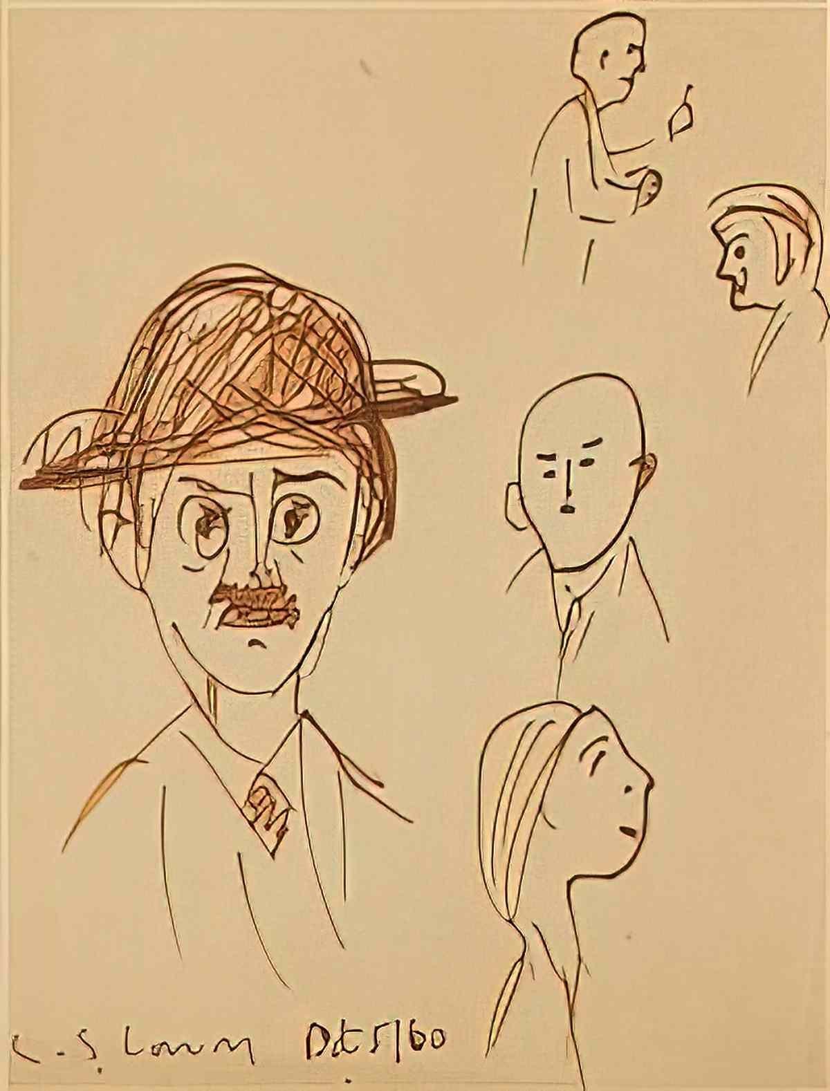 L S Lowry self portrait 2 Art A4 Photo Print