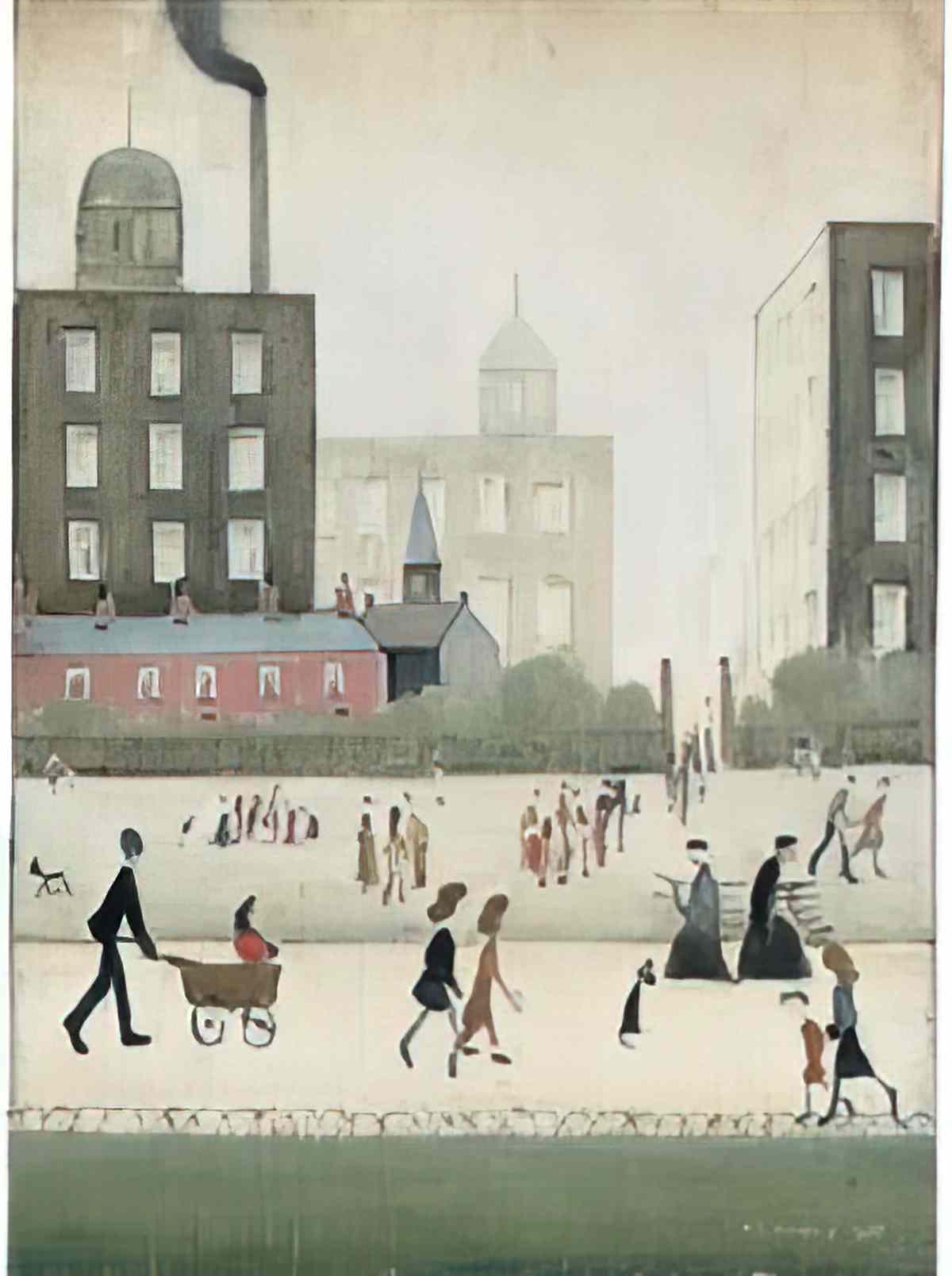 L S Lowry selling oilcloth oldham road Art A4 Photo Print
