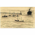 L S Lowry shipping off a pier Art A4 Photo Print