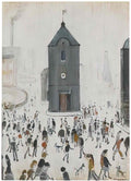 L S Lowry standing figures and three dogs Art A4 Photo Print