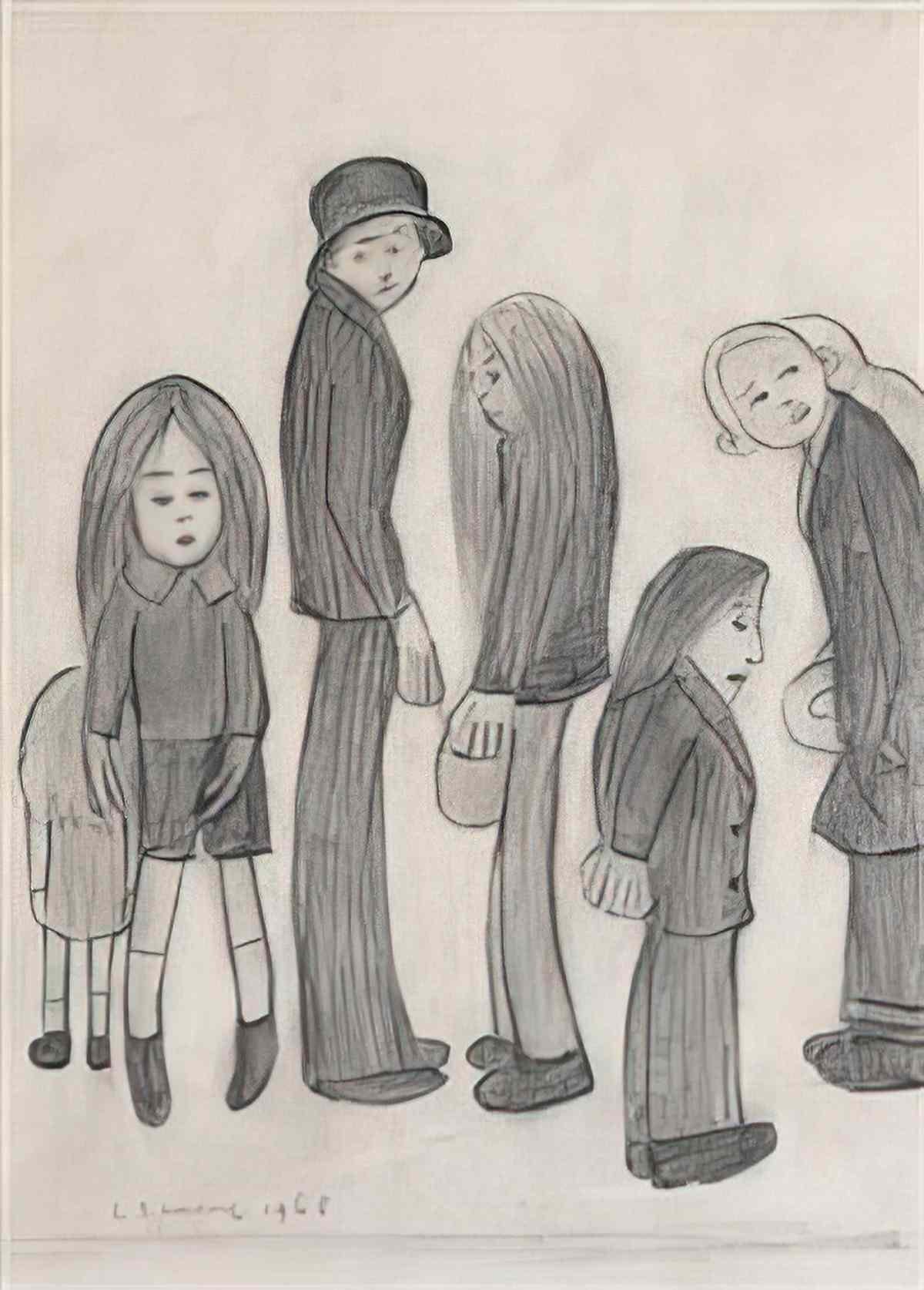 L S Lowry standing woman Art A4 Photo Print
